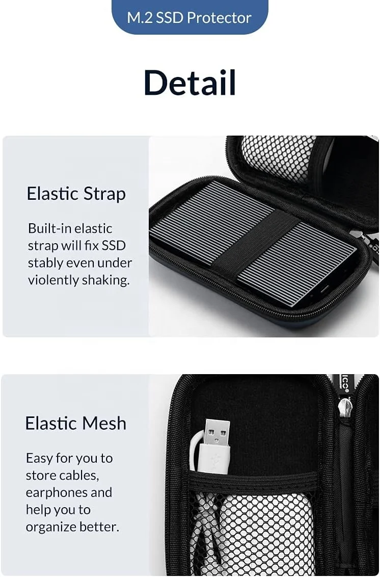 Custom Hard Protective EVA Tool Case for Dual/Single Slot M.2 NVMe/SATA Enclosure M.2 SSD Drive Bag