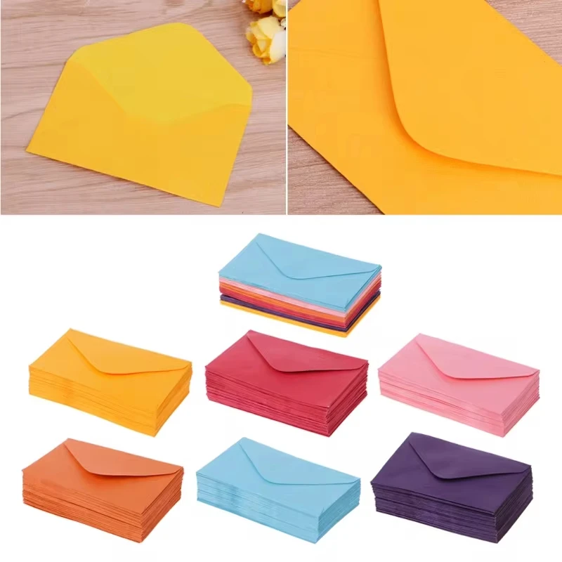 Wholesale Custom 50Pcs Colorful New Retro Blank Mini Paper Envelopes Set for Wedding Party Invitation Greeting Cards