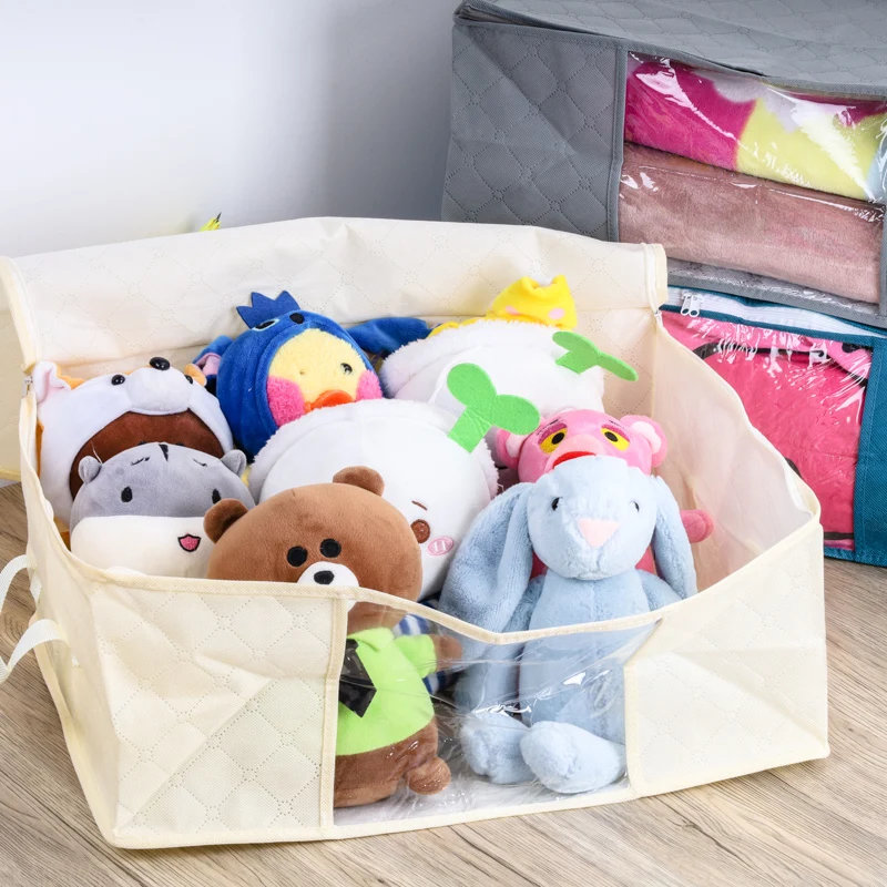 Wholesale Non Woven Folding Large Capacity Storage Bag Quilt Blanket Clothes Wardrobe Collapsible Fabric storage boxes & bins