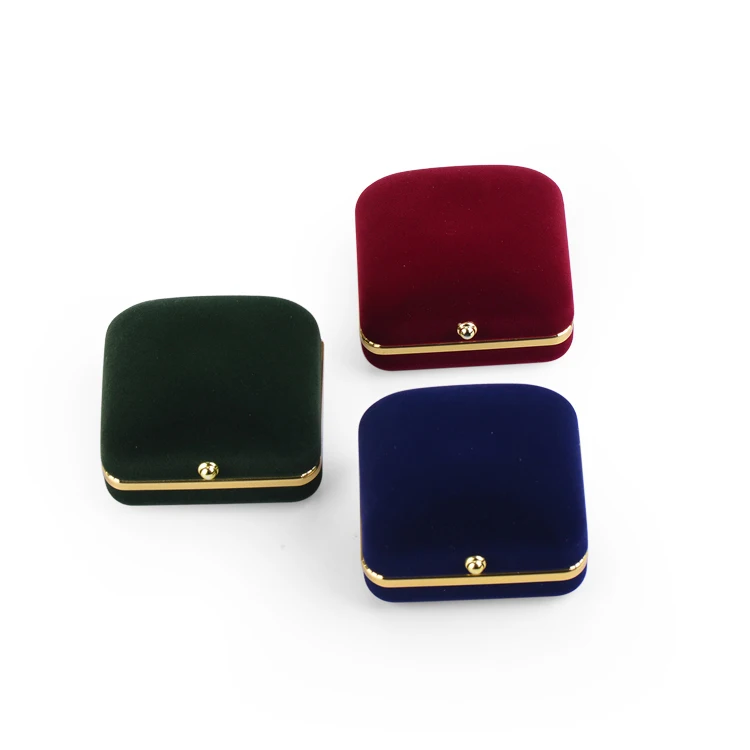 
Small MOQ Velvet Flocking Jewelry Ring Box with Gold Painting 