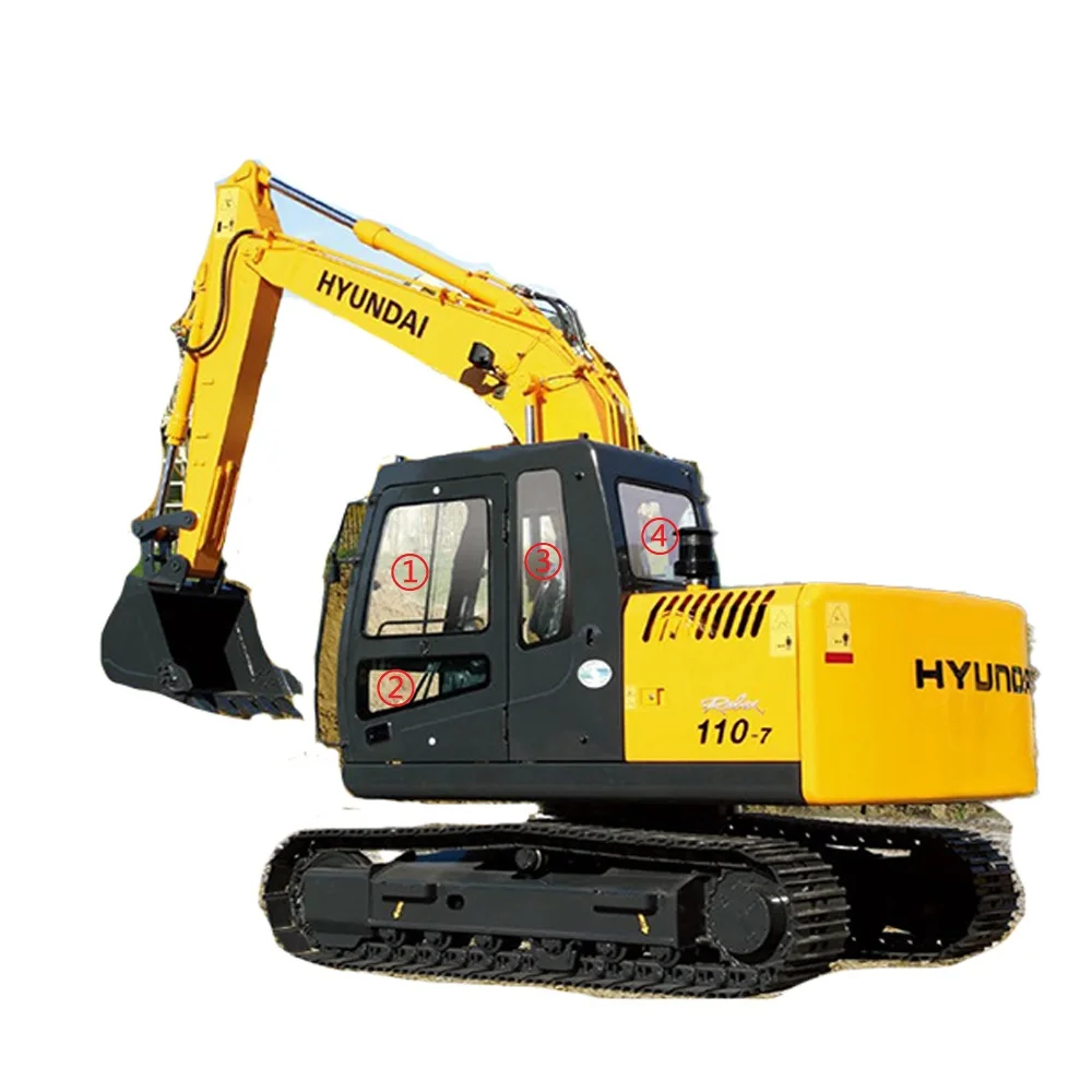 HYUNDAI excavator cab window glass R110-7 150/215/220/225-7 windshield supplier