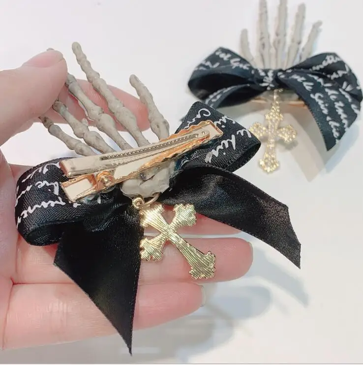  Skull Skeleton hair bows clips Halloween for