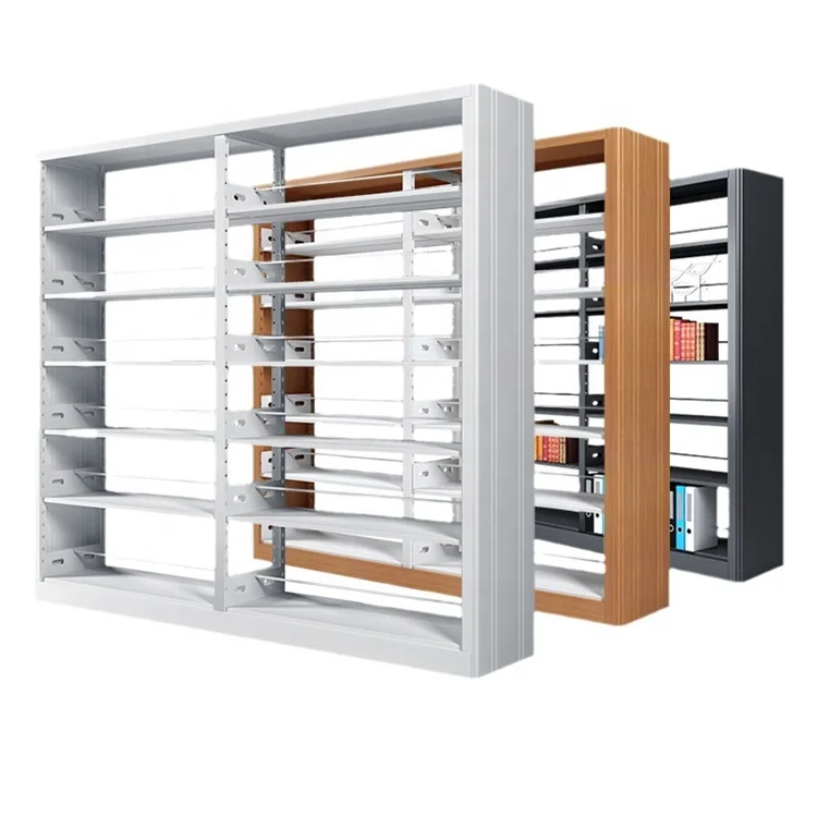 Customizable Library Furniture Steel Wood Book Shelf Metal Bookshelf