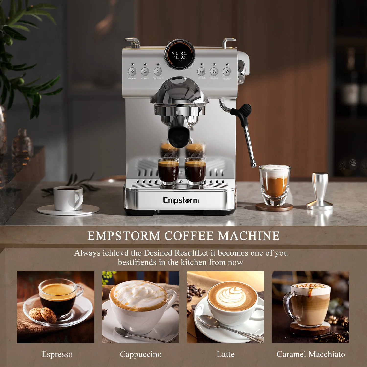 Empstorm заводская цена интеллектуальная кофемашина для холодного варки с двойным порцией домашнего использования Полуавтоматическая кофеварка эспрессо
