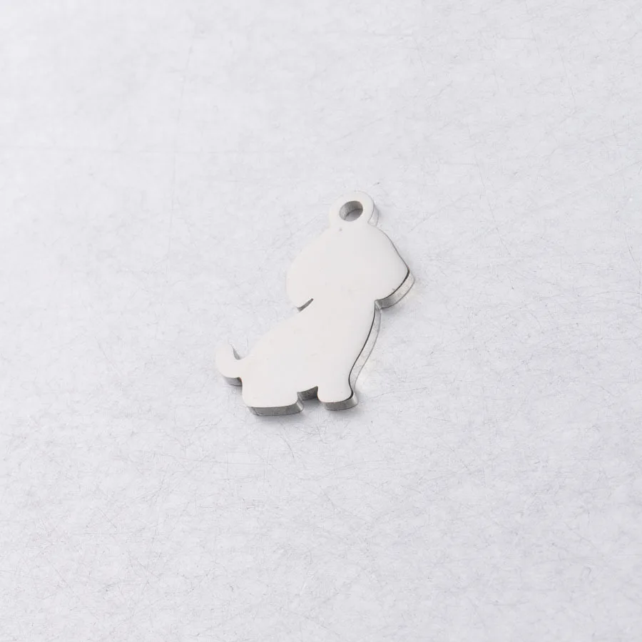 Mirror Polished Stainless Steel Puppy Pendant Cute Animal Dog Charms