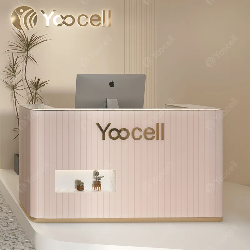 Yoocell new arrival pink reception desk modern comptoir de creative design office barber shop reception table