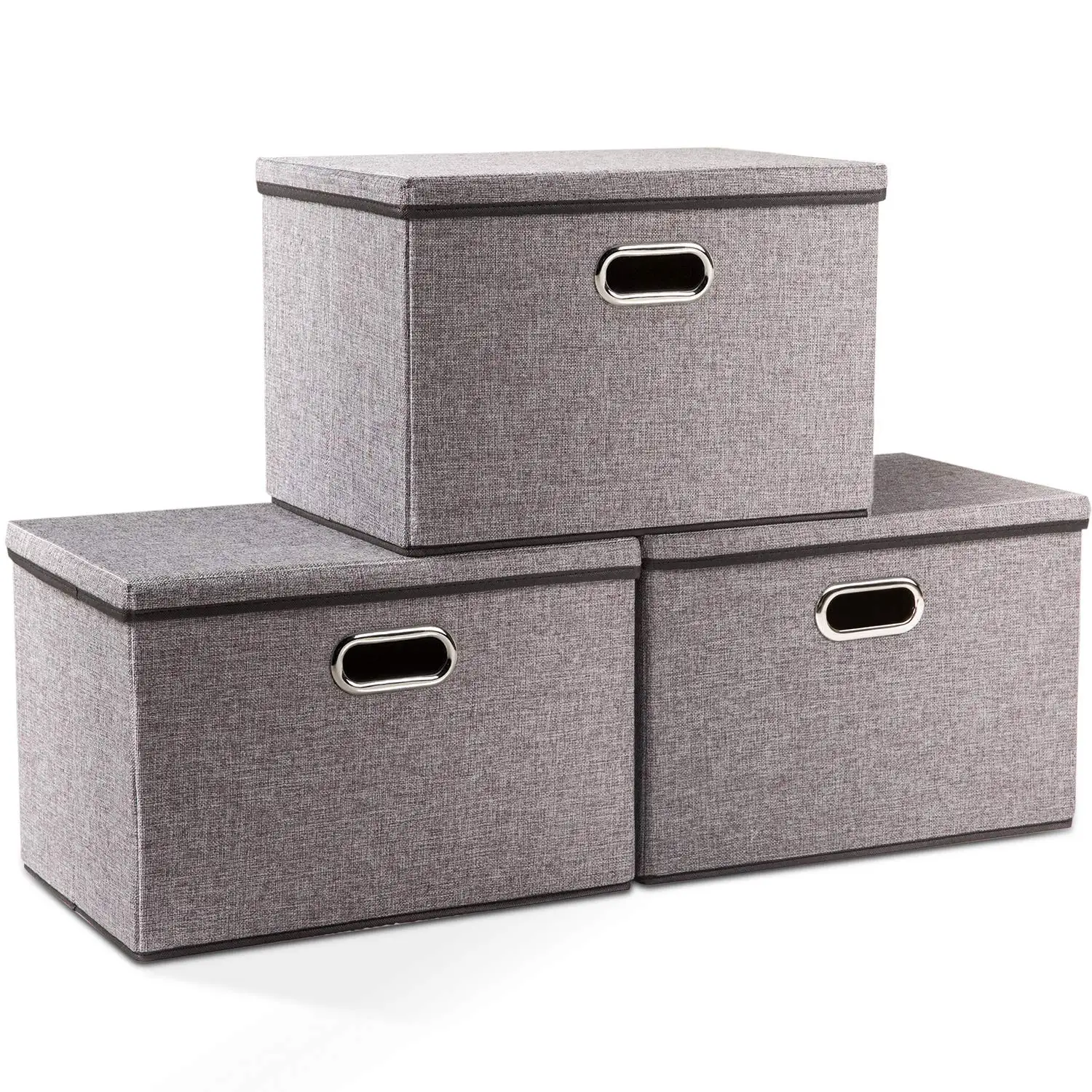 Collapsible Storage Bin With Lid Fabric Foldable Box Organizer Container Basket Cube Cover for Home Bedroom