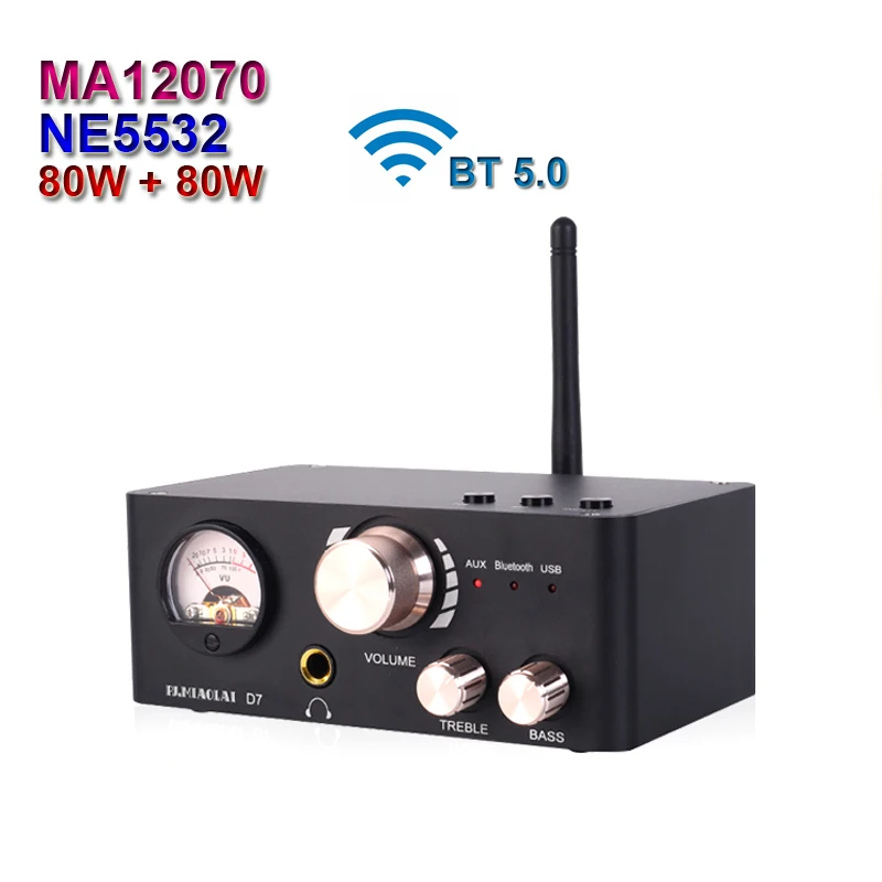 MA12070 2*80W Infineon BT NE5532  VU Meter Digital Audio Power Equalizer Amplifier