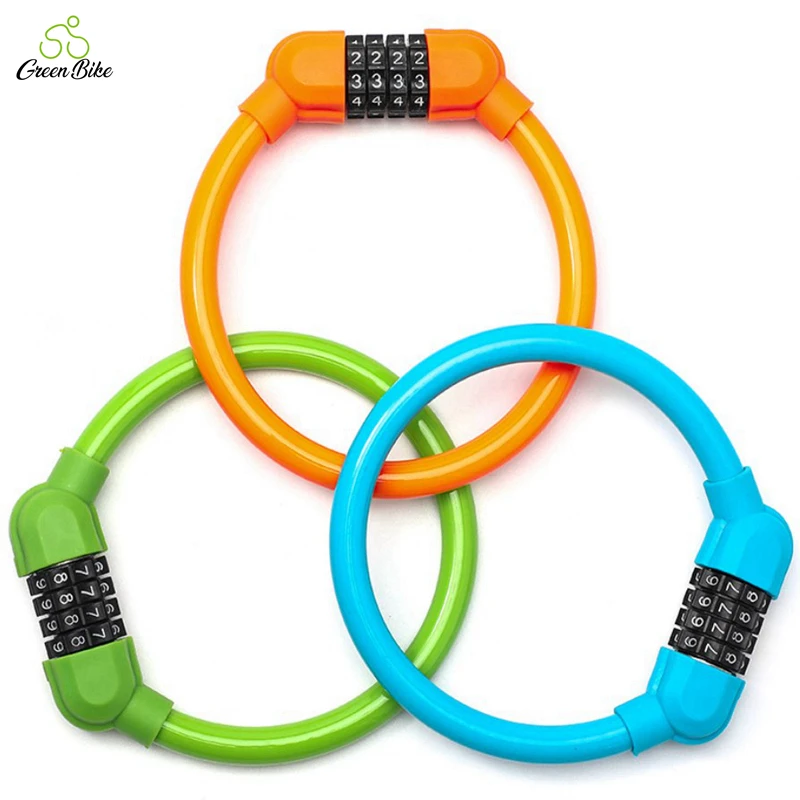 Bicycle portable anti-theft lock MTB four-digit code steel cable lock