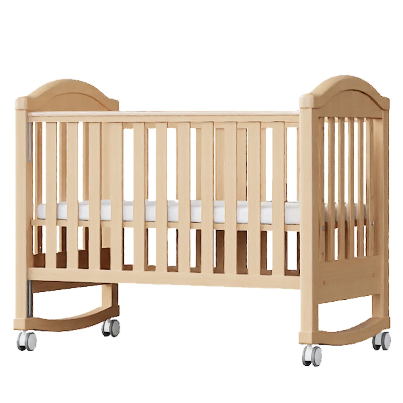 Modern Design Multifunctional Movable Side Bed for Children Babies Solid Beech Wood Crib Splicing Feature Hospital Bedroom Park