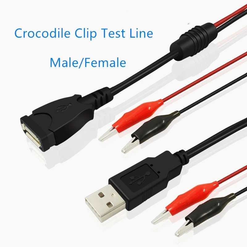 2PCS/Set Alligator Clips Crocodile Wire Male/female To USB Tester Detector DC Voltage Meter Ammeter Capacity Power Meter Monitor