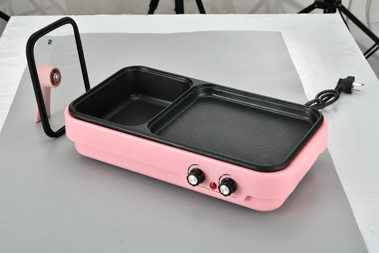 
Hot Sale Students Electric Korea Grill Pan With Hot Pot Nonstick Multifunctional Pan 