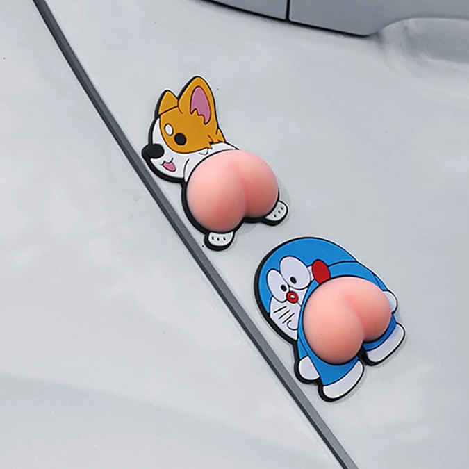 2022 3D Dynamic Cartoon Butt Car Door Protector Edge Corner Guard Protective Bumper Sticker Furniture Door Silicone Protector