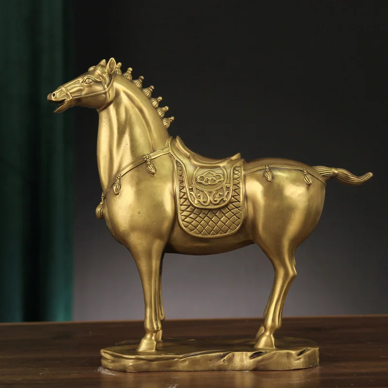 Manufacture multicolour Christmas art table top decoration handicraft golden copper generals horse ornaments