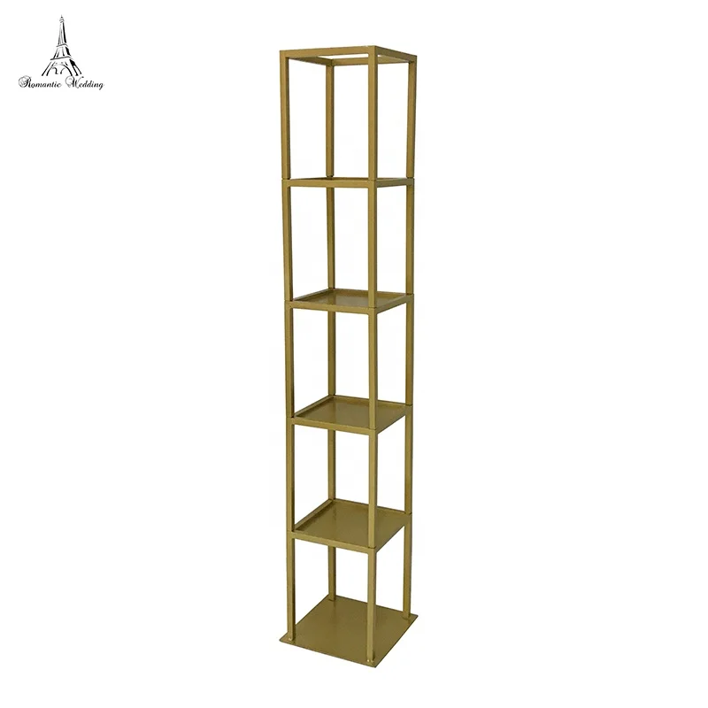 Romantic Modern Lead Road stand column 6ft Tall Gold Color Metal Iron Flower Stand for Wedding Decoration Home Decor