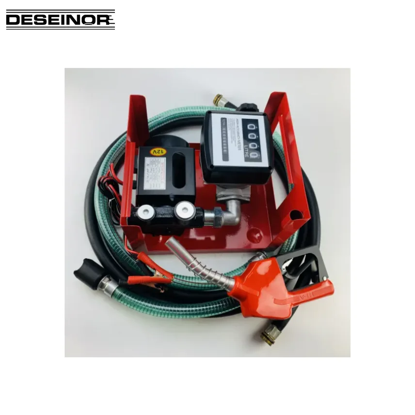 China DESEINOR DC 12V 24V  Diesel Transfer Fuel Pump Diesel with Flow Meter and Nozzle