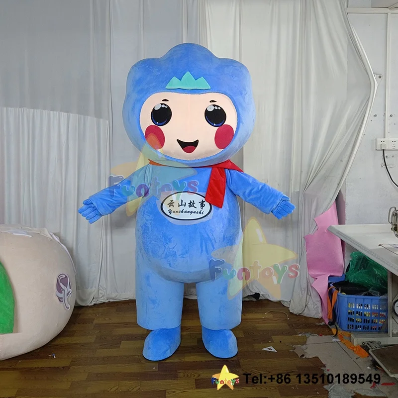 Funtoys Blue Customized Red Characteristic Clothing Girl Boy Doll Mascot Costume Carnival Halloween Cosplay Cartoon for Adult