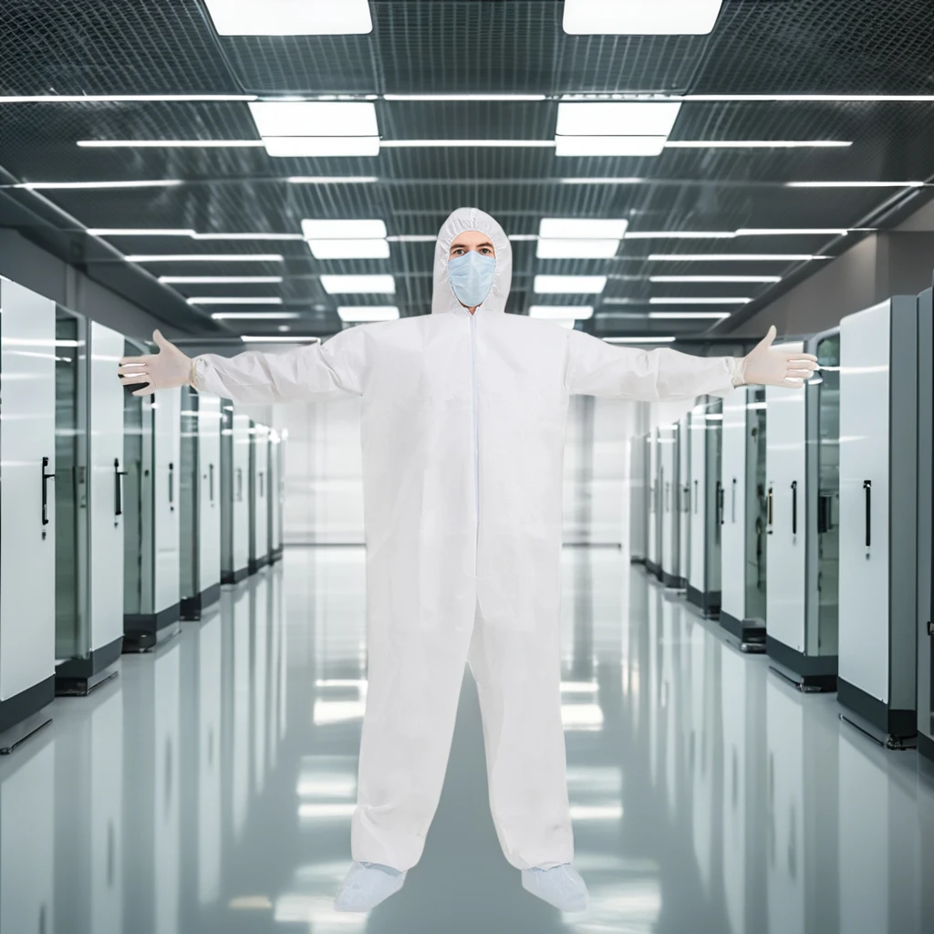 Disposable Medical Protective Clothing 45gsm-75gsm Dupont Tyvek Fabric Jumpsuit Microporous Romper Coverall