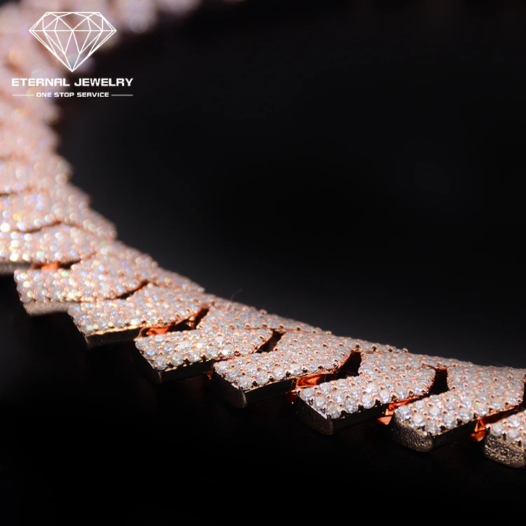 Factory Price 20inches Real Iced out 925 Sterling Silver 10k 14k 18k Gold Moissanite Diamond Cuban Link Chain Hiphop Necklace