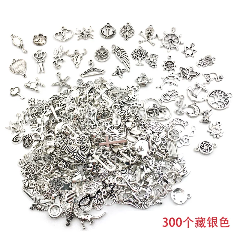 SC wholesale Mixed 300 PCS Alloy Metal Tibean Silver Pendant Beads Charms Beads For Jewelry Making Diy Bracelet Earrings