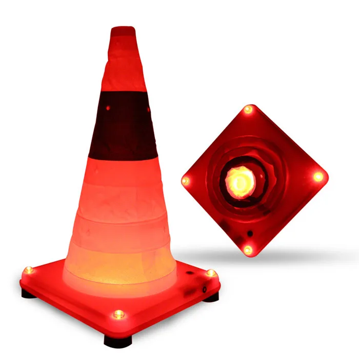 Emergency led road cones Road hazard construction safety warning light Foldable Rechargeable led light traffic road cones