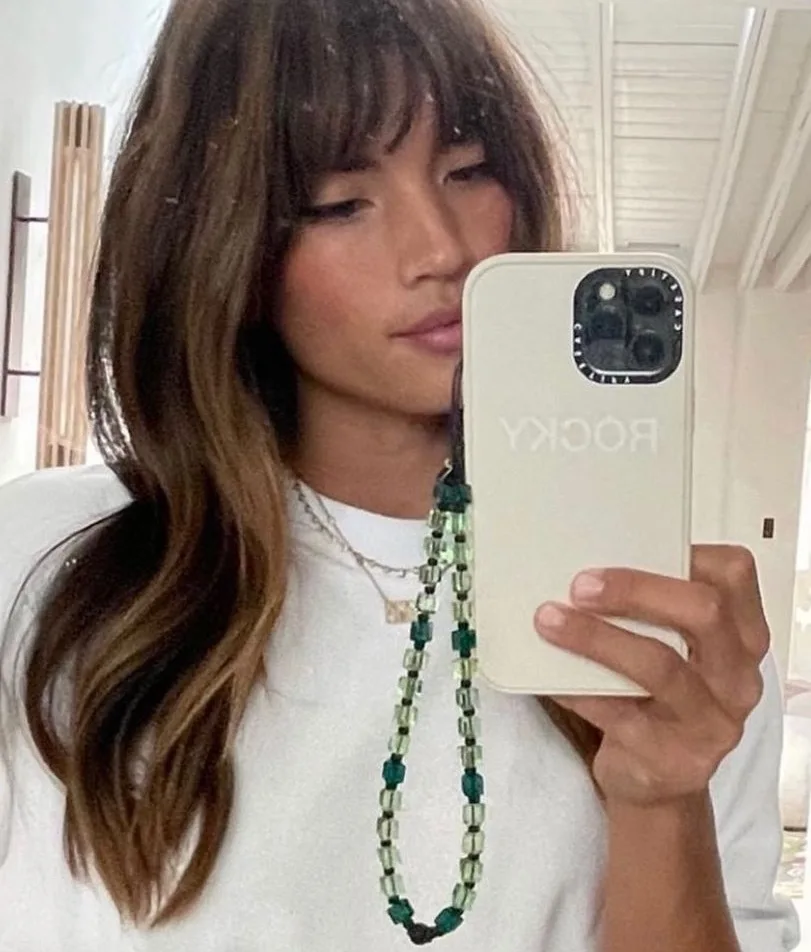 INS Jennie Crystal Mobile Phone Strap Lanyard Acrylic Beads Phone Chain Mobile Chain Colorful Beaded Anti-lost Phone Strap Charm