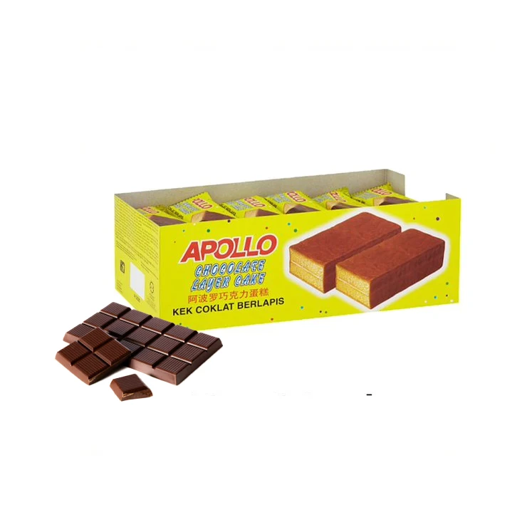 Variety Flavor Apollo Cream Filling Sponge Cake 24s Convenient Pack Layer Cake Pandan Chocolate Blueberry Strawberry Flavors