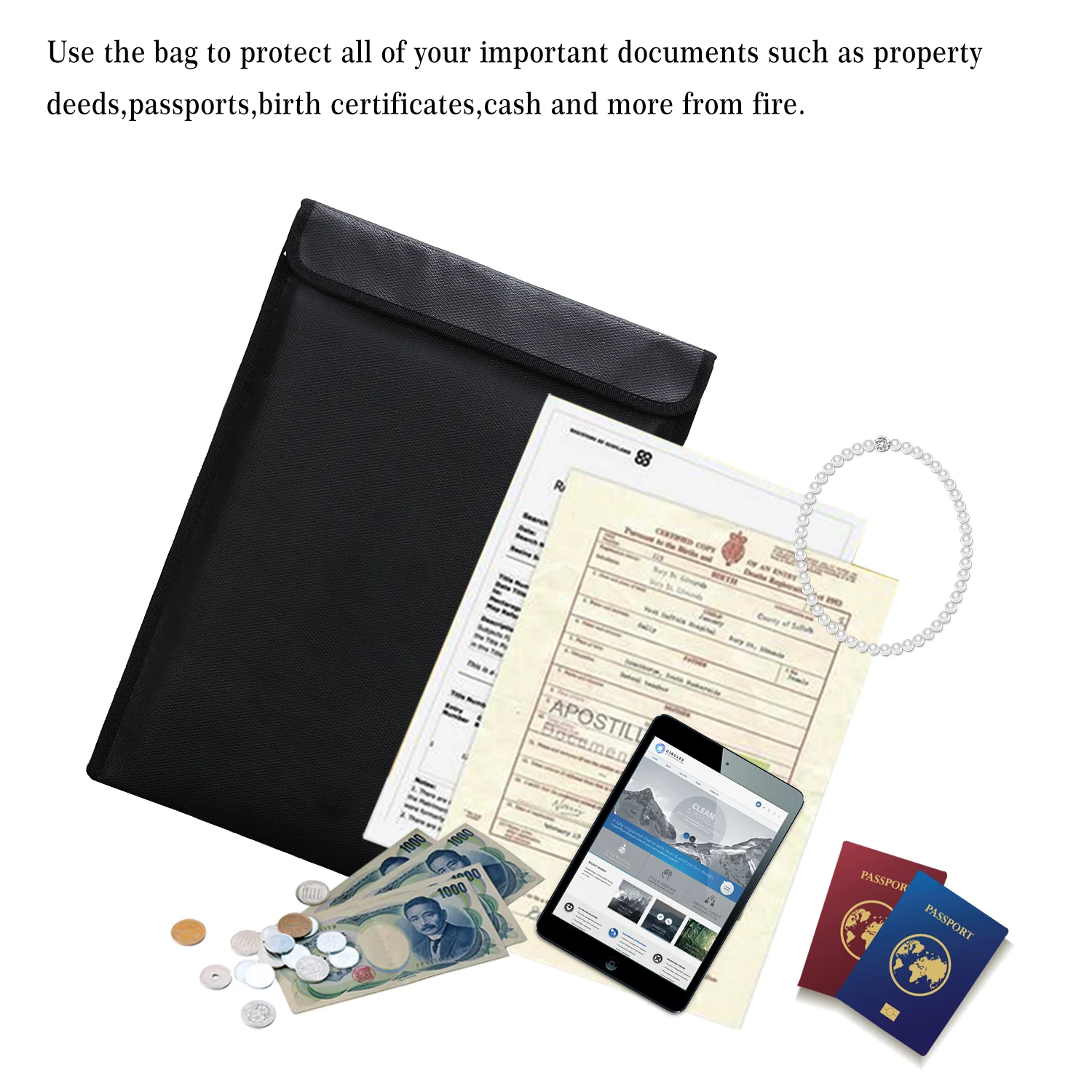 School Use OEM Factory Document Bag Waterproof and Fireproof Folder with Custom Logo