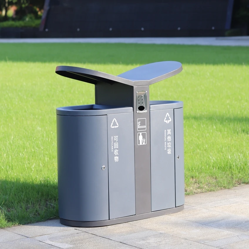 Steel dual 2 classified  trash can garbage bins for sale
