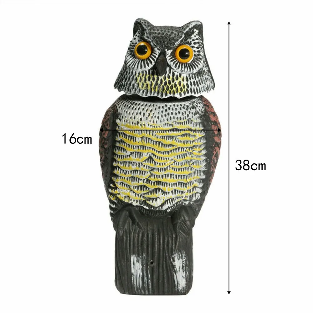 Natural Enemy Scarecrow Deterrent Pest Crow Bird Control Repellents Owl Decoy with Rotating Head