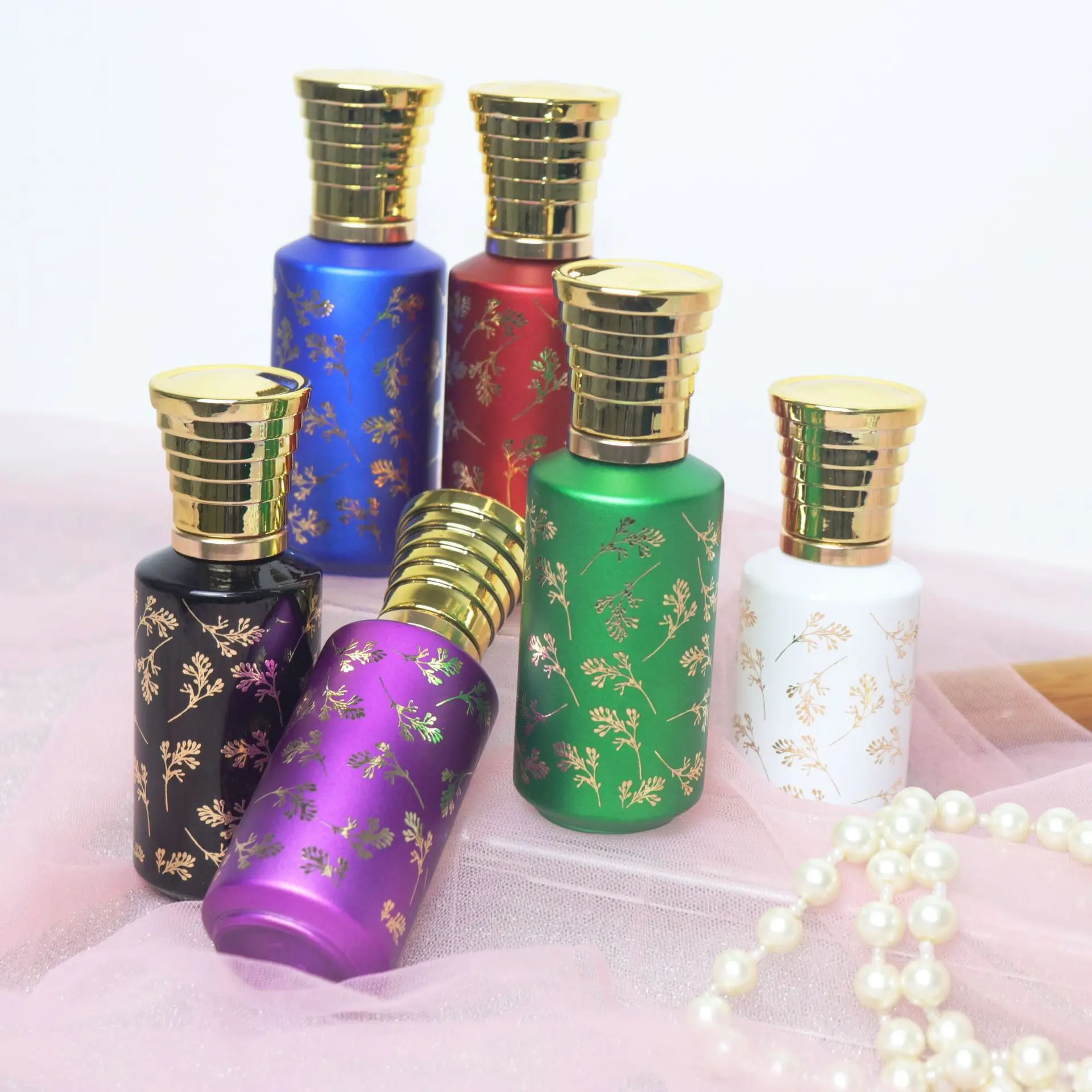 Colorful perfume bottle suit 30mL high-end UV carved glass perfume spray bottle