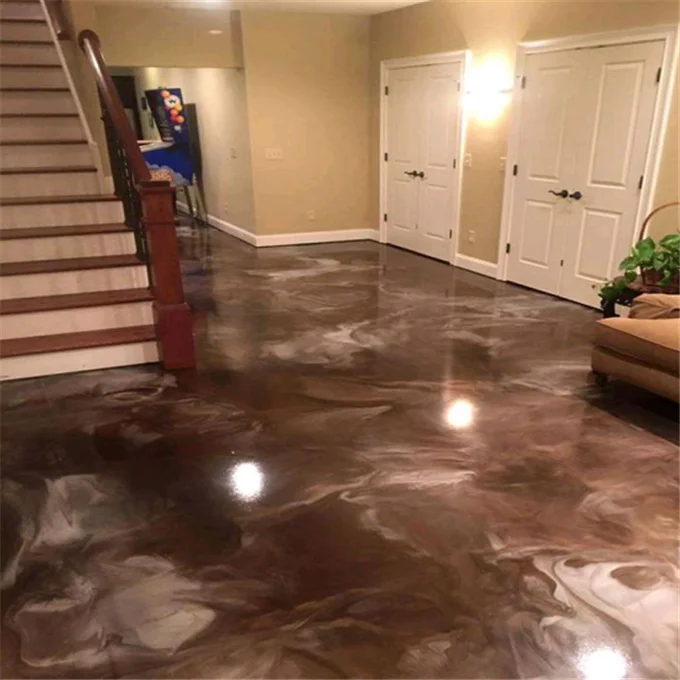 3d custom waterborne epoxy self-level floor clear paint  epoxy resin floor metallic paint with factory wholesale price