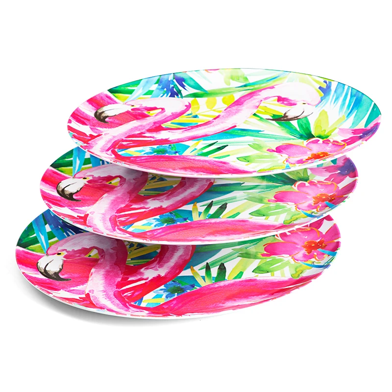 Melamine Dinner Plates 6Pcs 14.96 Inch Dinnerware Dishes Set for Indoor and Outdoor Use Break-Resistant White