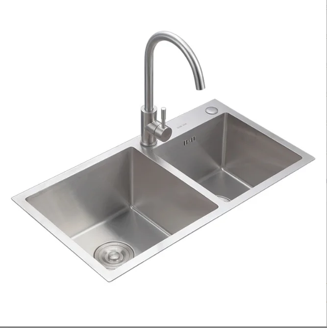 Lizhen-Hwa.Eng Modern Minimalism Kitchen Double Bowls Bathroom Steel Sink Two Bowls Kitchen Sinks Stainless Steel