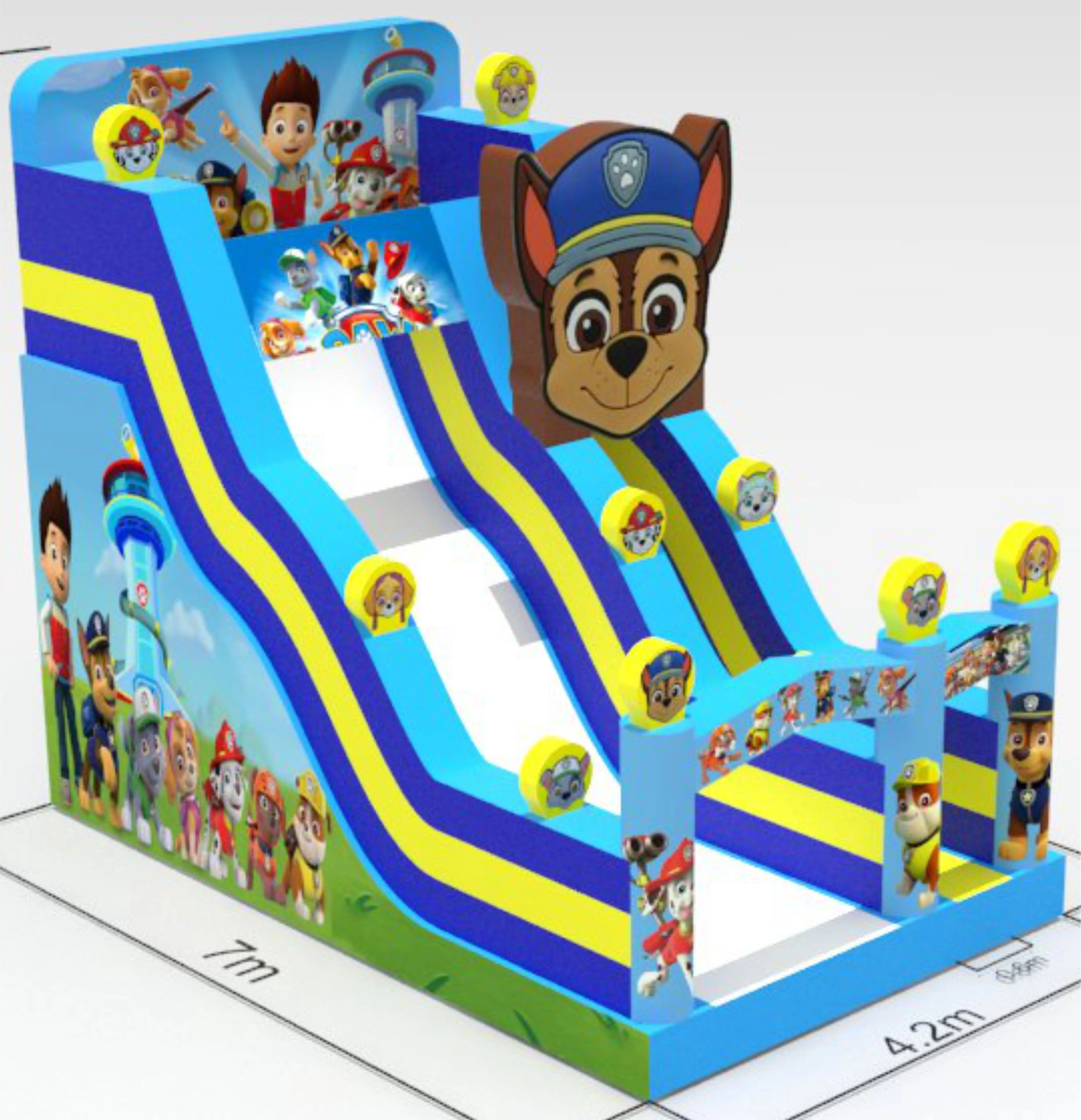 20FT Inflatable dry slide dog theme Inflatable slide Huge paw inflatable dry slide for children