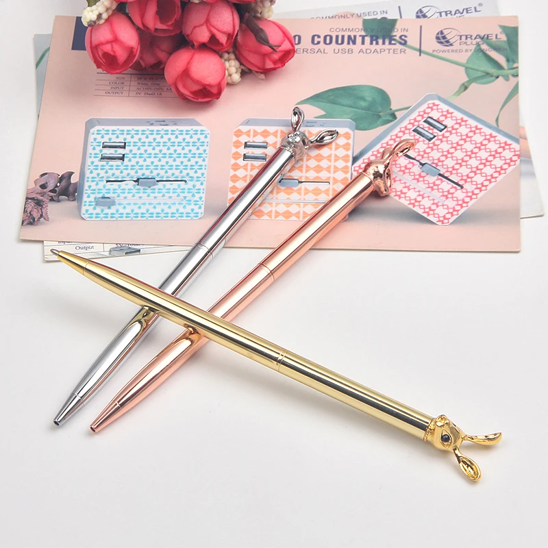 New style metal ball pen custom logo hotel ball pen ballpoint pen with rabbit on the top