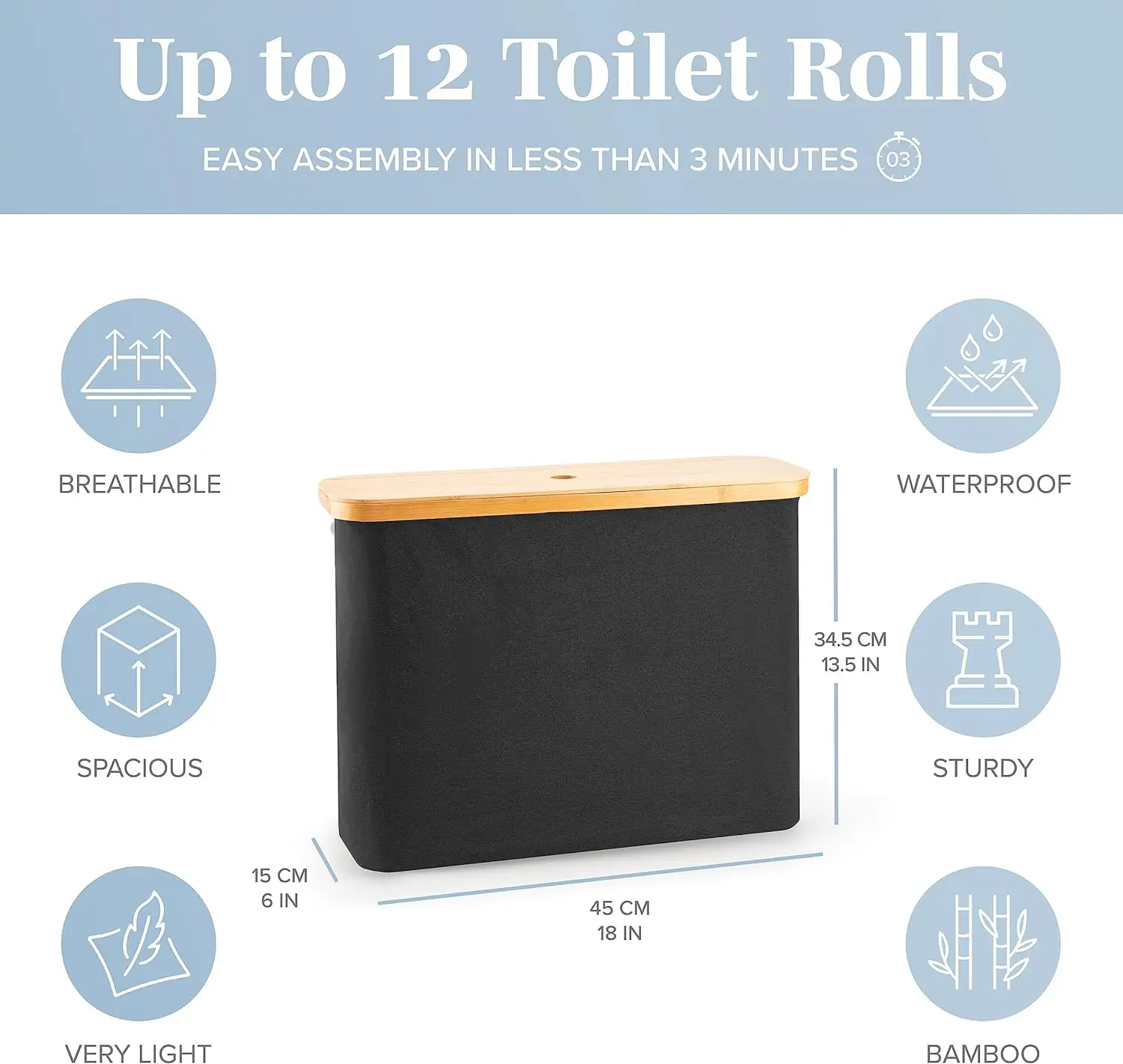 Bamboo Toilet Paper Tissue  Roll Storage  Holder Basket Stand Dispenser Bathroom Accessories Organizer