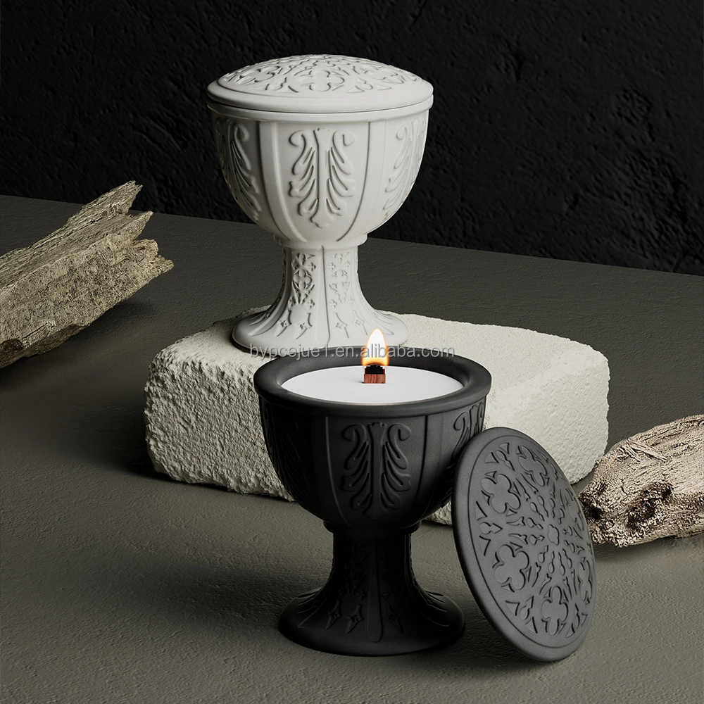 Новые тенденции многоцветные уникальные тисненые бетонные Роскошные свечи оптом с крышкой логотип ароматизированный контейнер для свечей