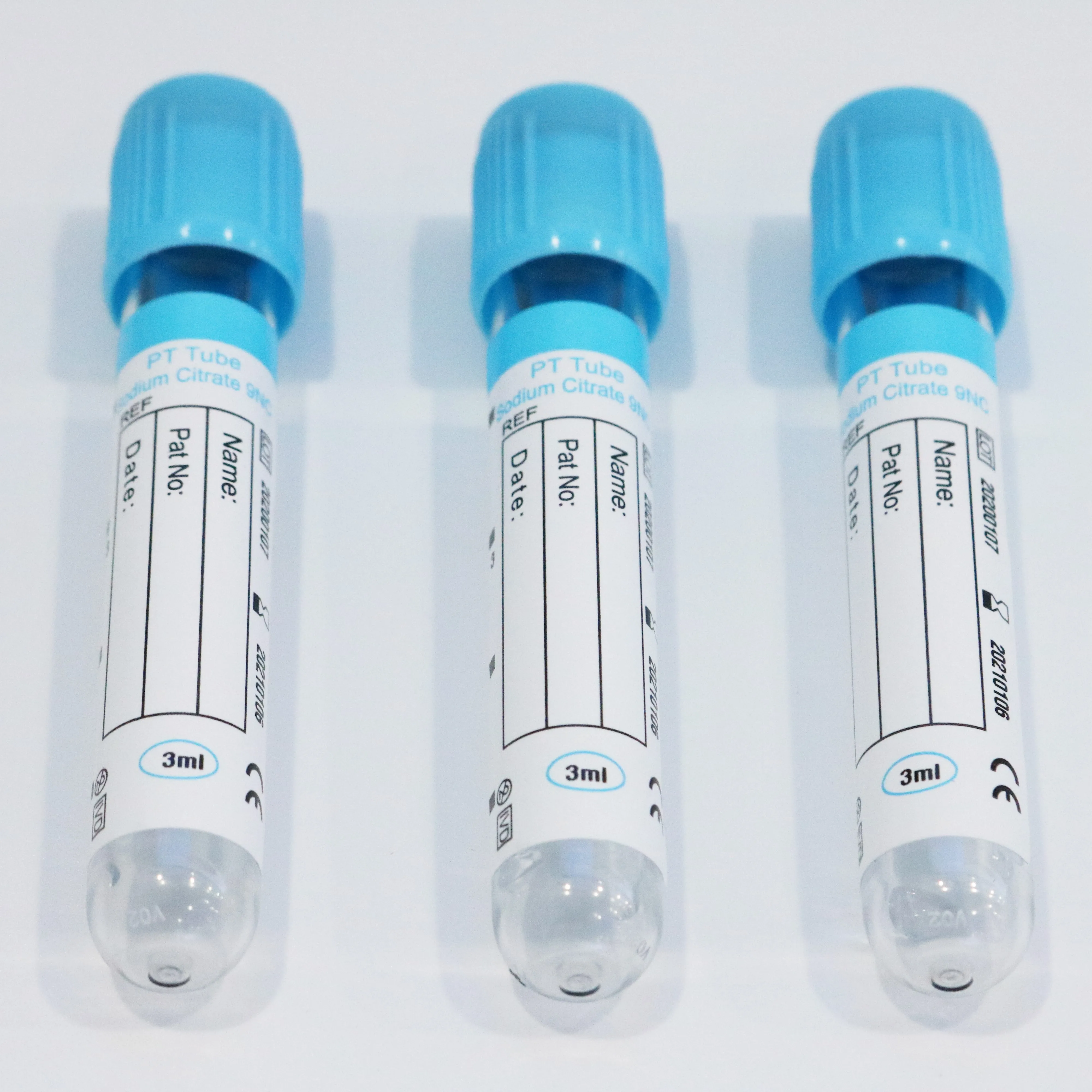 blue top sodium citrate 1:9 blood collection tube PT blood test CE ISO 13485 PET glass citrate blood tube 3.2% sodium citra