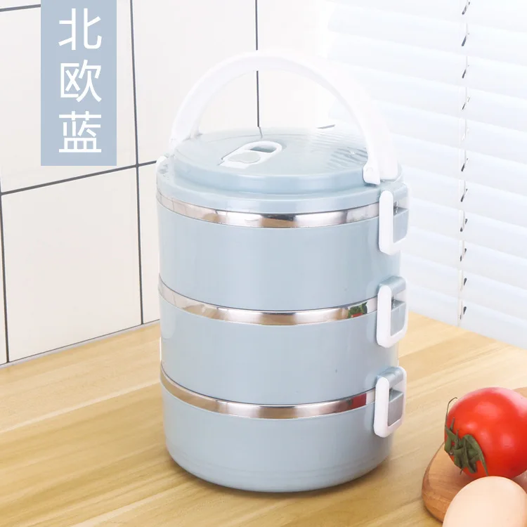 Большая емкость Bento Tiffin коробка портативный SUS 304 3 отделения из нержавеющей стали Ланч-бокс с ложкой и вилкой