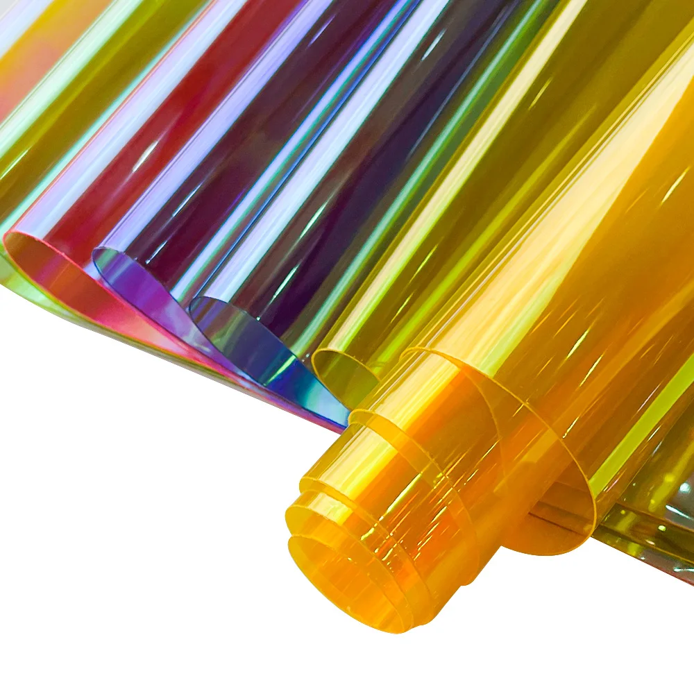 Wholesale 0.4MM Metallic TPU Film Colorful Soft Translucent Hologram Lamination Dichroic Film For Making Makeup Bag Pouch