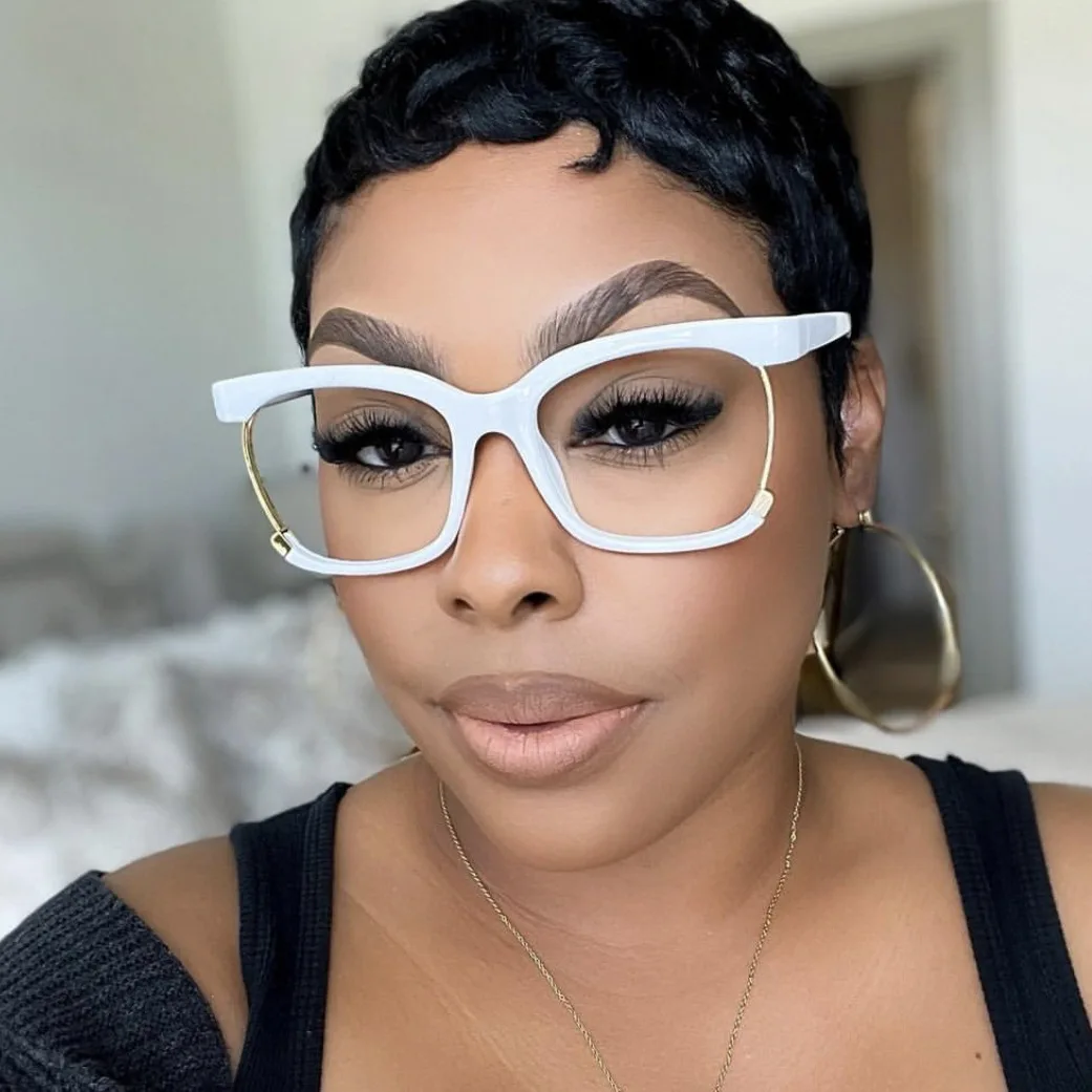 68050 Anti Blue Light Blocking Glasses Frame Women Luxury Designer Retro White Eyeglasses for Ladies Fashion Optical Frame