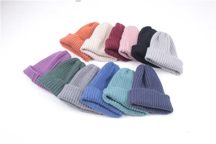 Hot Selling Long Beanie Warm Pink Baby Girls Cap Blank Sweater Boy Hats Toddler Unisex Cotton Winter Beanie Hat Knit For Kids