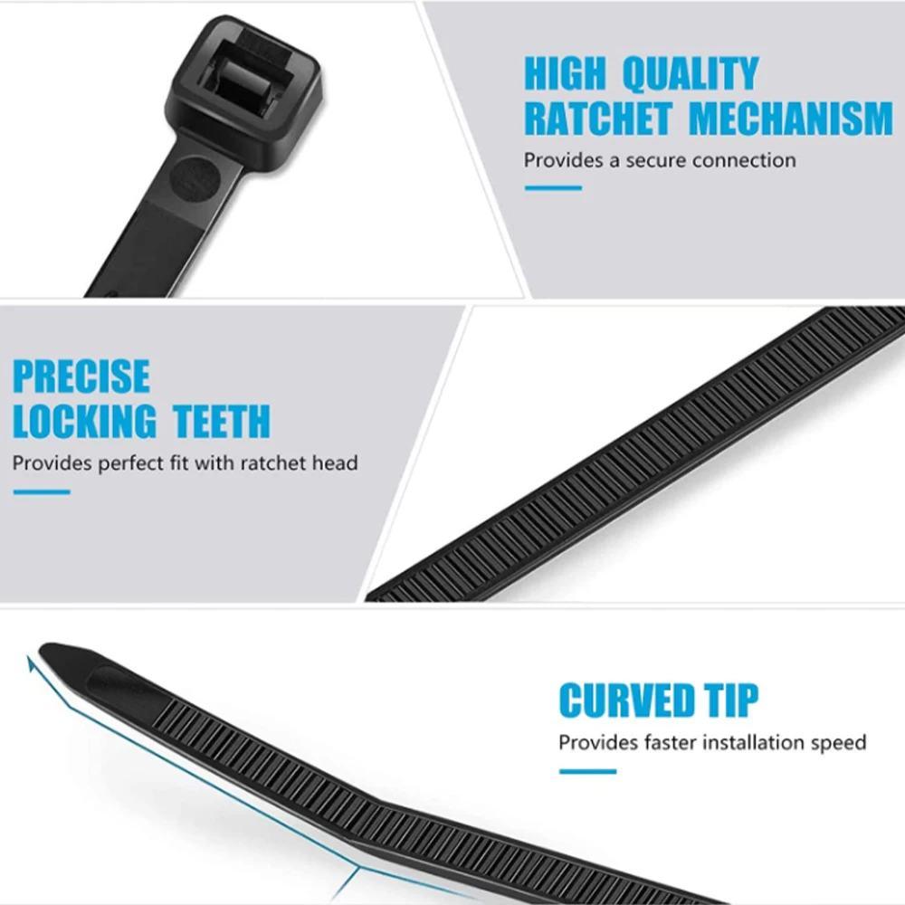 Factory Nylon 66 Pa 66 Material Plastic Nylon Cable Tie Supplier Releasable Cable Clamp Wire Tie