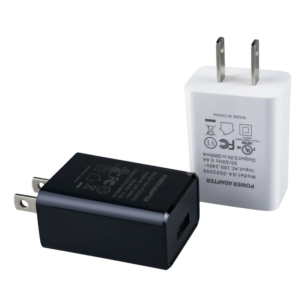 Универсальное настенное Usb-зарядное устройство 10 Вт с сертификатом FCC, штепсельная вилка США, сетевое Usb-зарядное устройство 5 В, 2 А для мобильных телефонов iPhone, Samsung