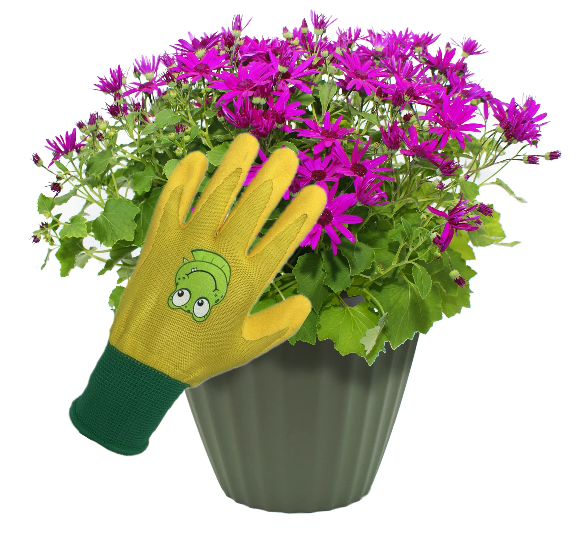 High quality custom logo frog print children glove garden work soft palm coated anti slip Garden Gloves for kids planting