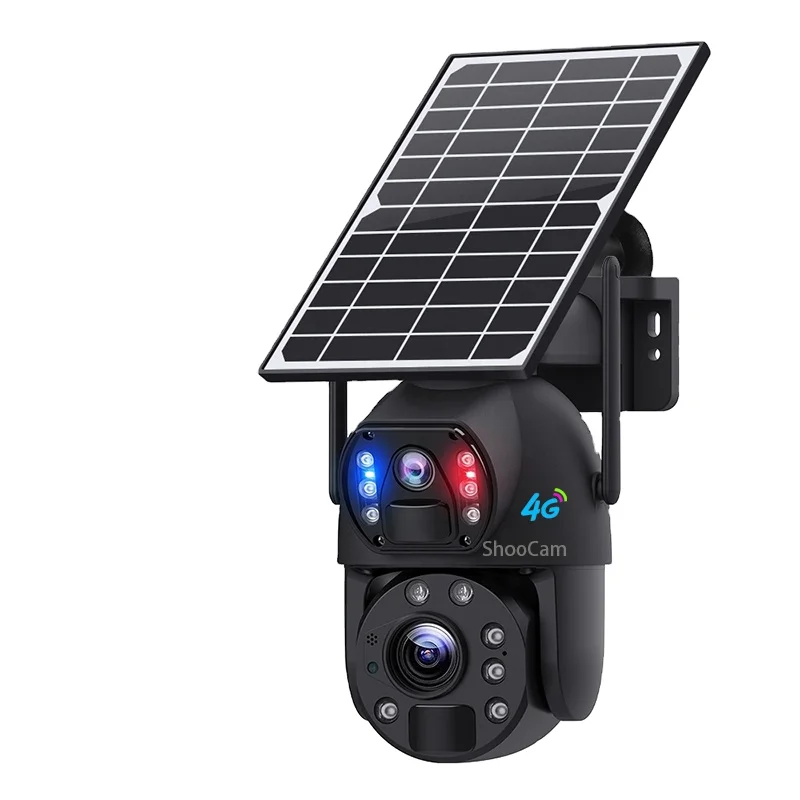 10x Optical Zoom 6mp Solar Security System Dual Lens Ptz Wireless Mini Cctv Surveillance Camera