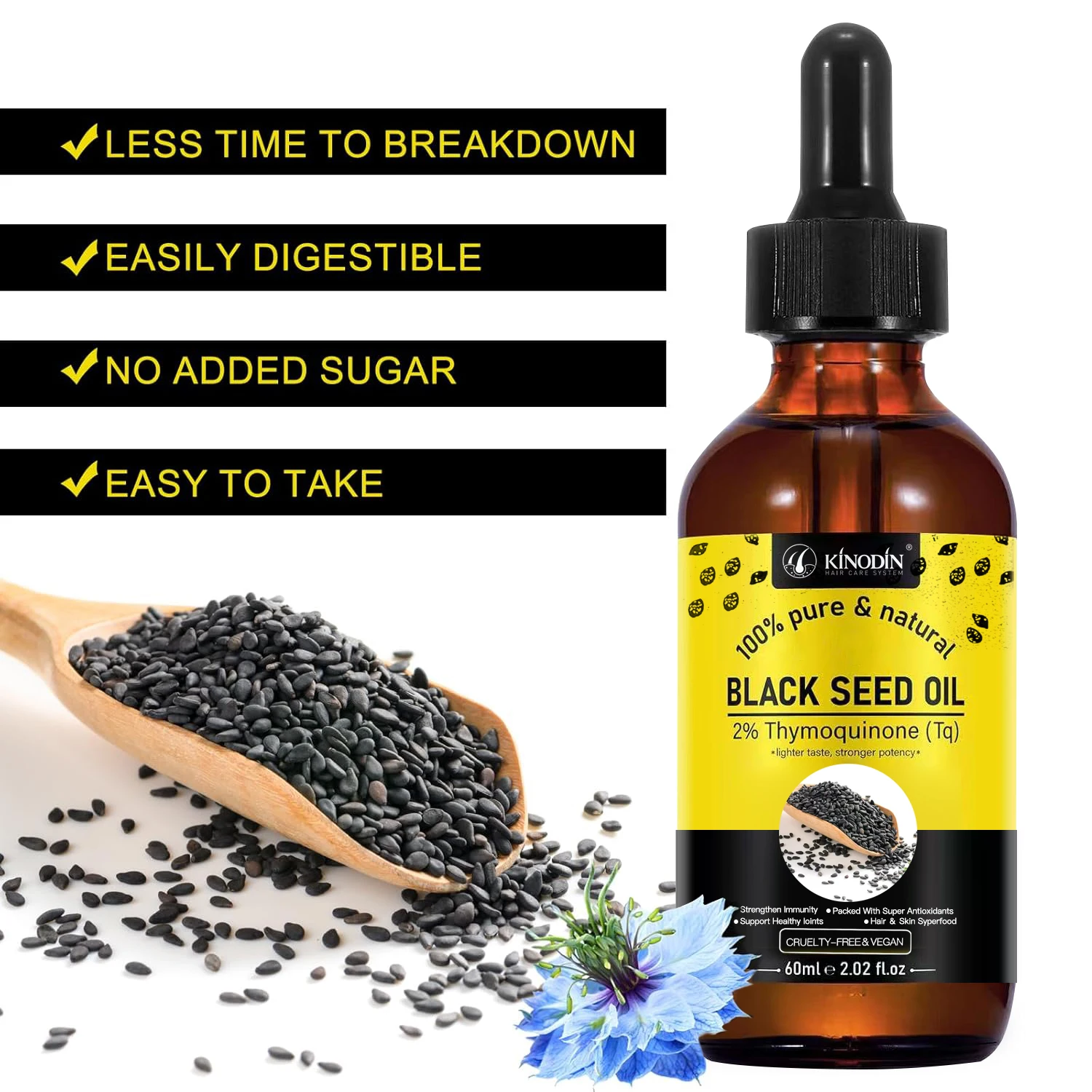 Private Label Custom Logo Pure Organic Vegan Cold Pressed Black Seed Oil for Hair Growth