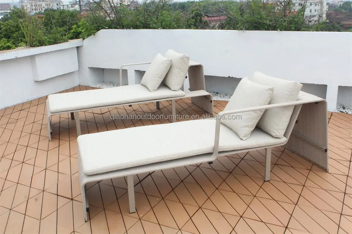 Garden day bed aluminium frame outdoor garden furniture patio rope wrapped swimming pool sun lounger