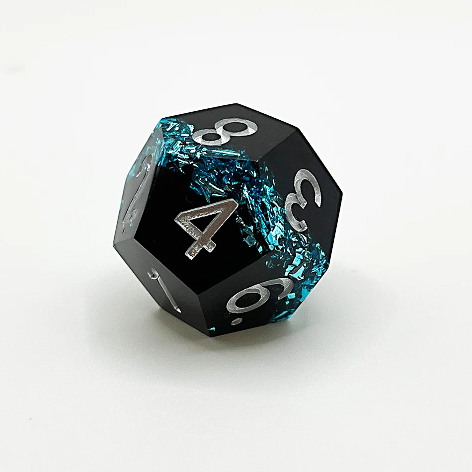 2023 Custom Logo Black DND Dice Set, Black Gold Sharp Edge D&D Dice Full Set